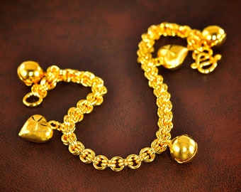 Men's Bracelet Heavy 22K 23K 24K Thai Baht Yellow Gold Plated Bangle 8 inch Men's Bracelet Heavy 22K 23K 24K Thai Baht Yellow Gold Plated Bangle 8 inch