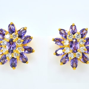 24K Gold Plated CZ Stud Earrings: Thai Baht Wedding Jewelry- DDP (Delivered Duty Paid)