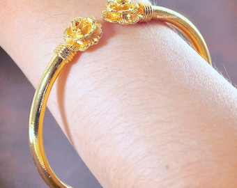 タイゴールドメッキバングルブレスレットセット7個：ハンドメイド18K