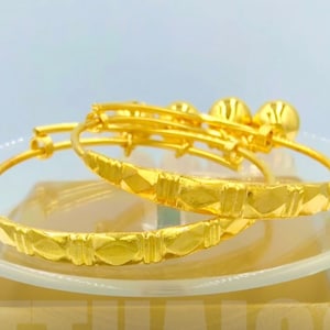 Children Charm Bell Anklet,Baby Anklets,Anklets for Children,Anklet Bangle,Thailand Jewelry,Baht Chain 24k,Infant Gold Bangle,Toddler Gift