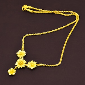 24K Vergoldete Blumen Halskette: Thailändischer Handgemachter Schmuck - DDP (Deliveredduty Paid)
