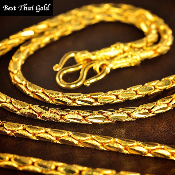 Collana Catena Serpente Oro Giallo 24K Thai Baht – Gioiello Fatto A Mano