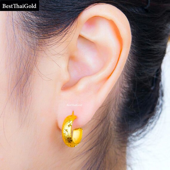 Asian gold shop hoop earrings