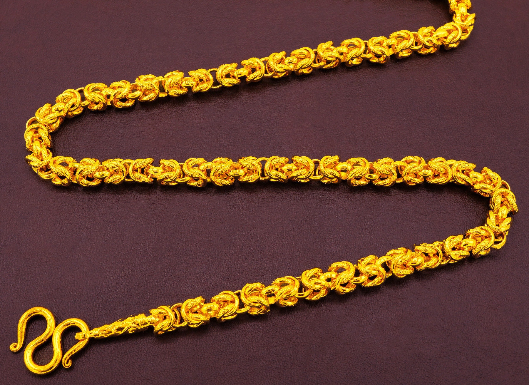 24 mens Necklace thailand Jewelry baht Chain 22K 24K Yellow Gold