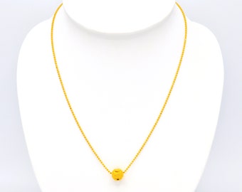 24K Yellow Gold Plated Heart Charm Necklace : Thai Jewelry for Women, Gift for Her, 18 inch - DDP (Delivered Duty Paid
