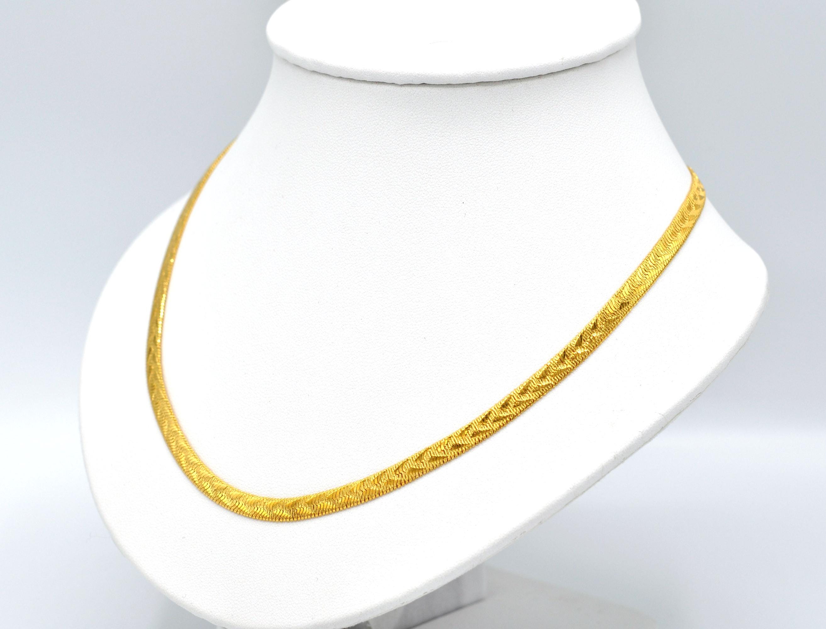 Herringbone Necklace,thai Jewelry,gold Plated Necklace,baht Chain