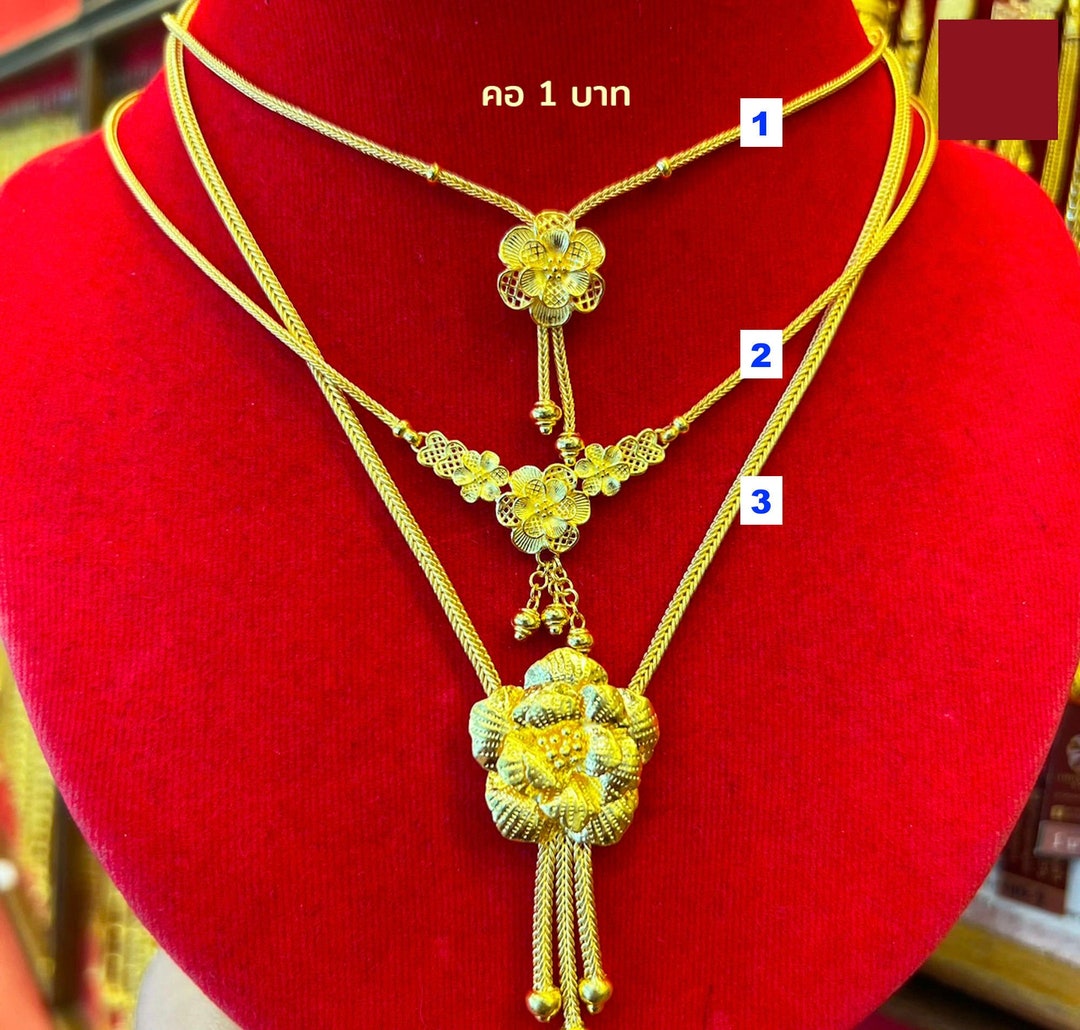 1 Baht,charm Real Gold Necklace,thailand Gold Jewelry,baht Chain 22K