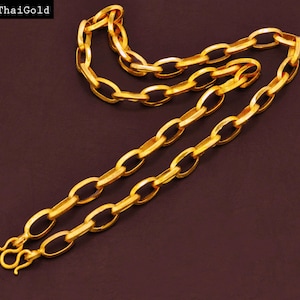 24K Gold Plated Cable Chain Necklace: Thai Baht Style, 18 inch