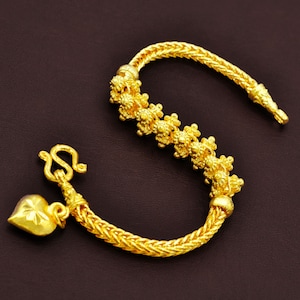 24K Gold Plated Flower Bangle: Thai Handmade Jewelry- DDP (Delivered Duty Paid)
