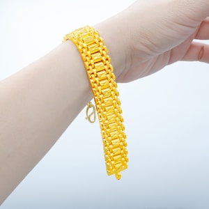 Herenarmband, herensieraden, gouden armband Thailand, gouden sieraden Azië, bahtketting 22K 24 kt geelgoud verguld, handgemaakte sieraden, verjaardagscadeaus