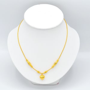 24K Vergoldete Herz Anhänger Y-Halskette: Thailändisches Baht Gold, 46 cm - DDP (Deliveredduty Paid)