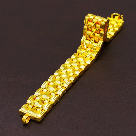 Buy Shiny Moon New Arrival Gold Bracelet Men Thousand Pure Gold Color 24K  Gold Jewelry Thailand Watch Chain Crude 12Mm Online at desertcartINDIA