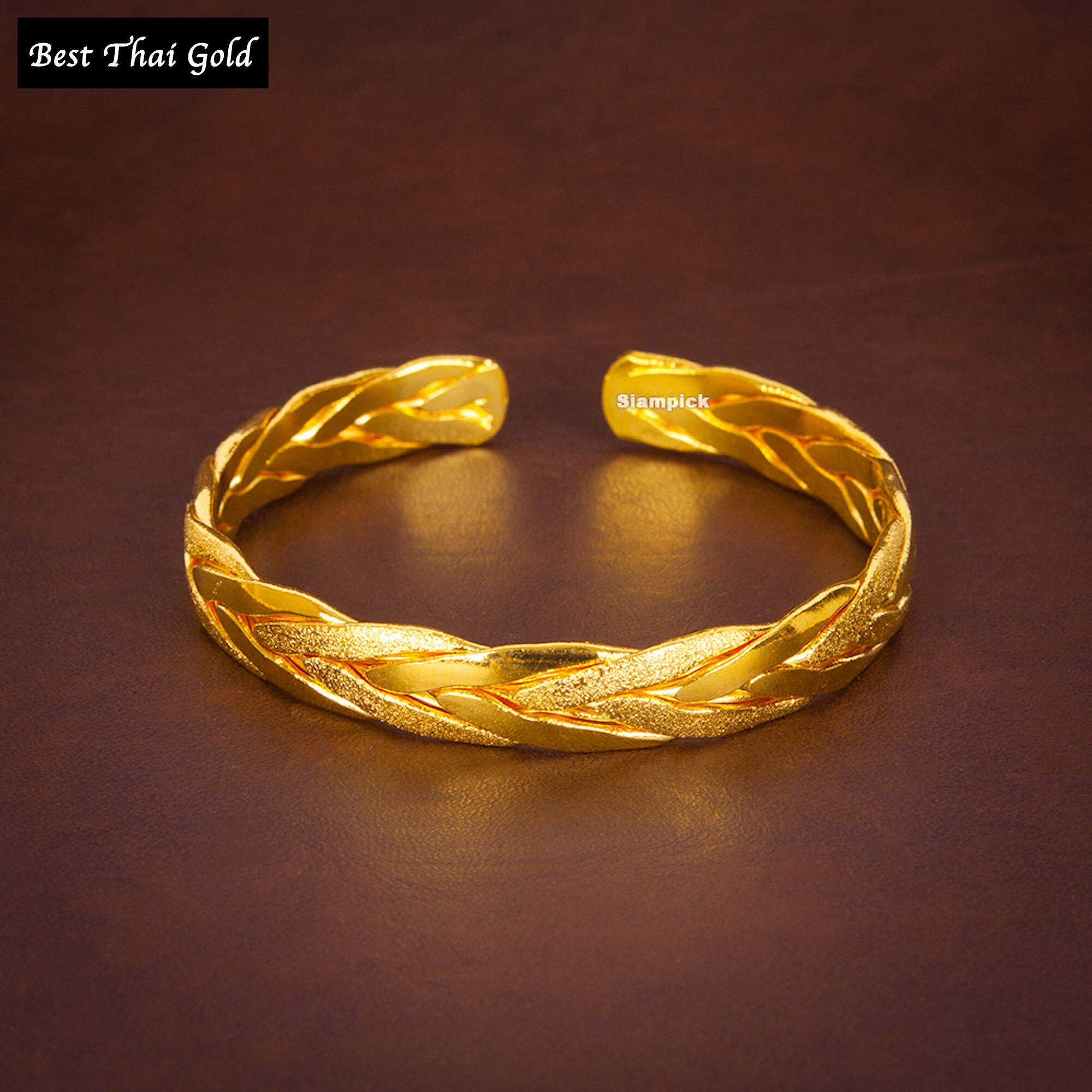 Braid 24K Gold Plated Bangle, Delicate Bracelet: Handmade Thailand ...