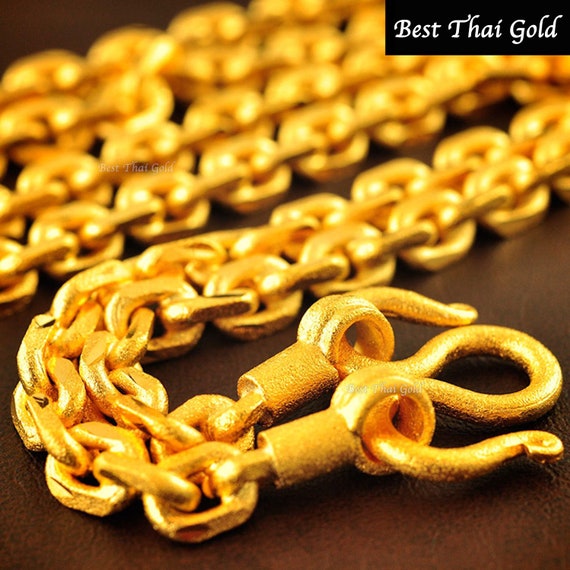 Amazon.com: Chain 22k 23k 24k Thai Baht Yellow Gold GP Necklace 18 inch 5  MM 40 Gram: Clothing, Shoes & Jewelry