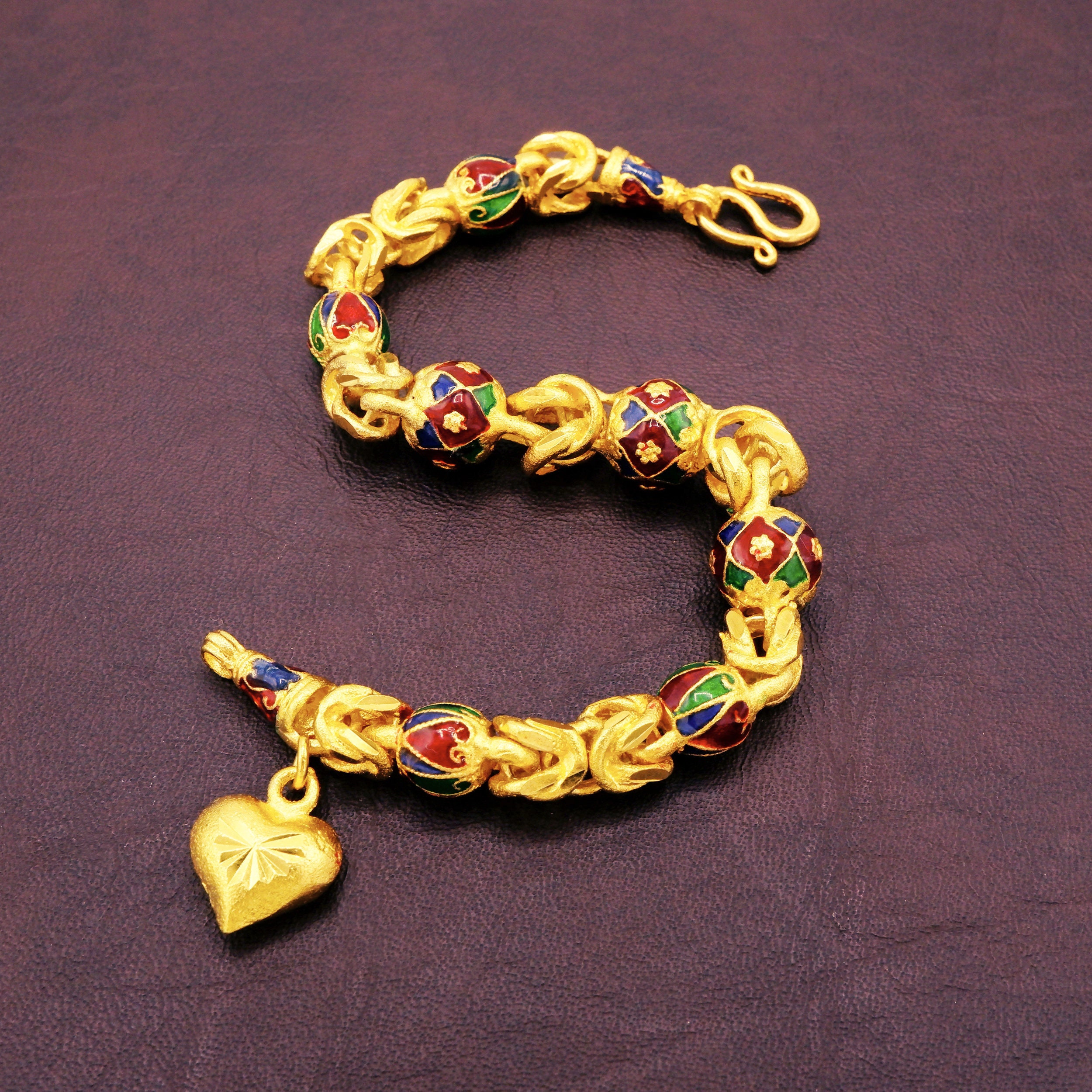 Thai Gold Plated Bangle 24k Enamel Baht Yellow Gold Filled Bracelet Women Jewelry