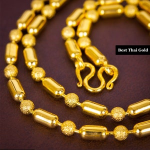 24K Gold Plated Beaded Necklace: Thai Baht Style, Women's Jewelry image 2