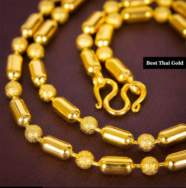 24K Gold Plated Beaded Necklace: Thai Baht Style, Women's Jewelry image 2