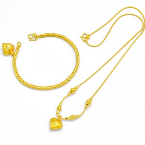 Thai Vergoldete Halskette & Herz Charm Armband Set - DDP (geliefert Zoll bezahlt)