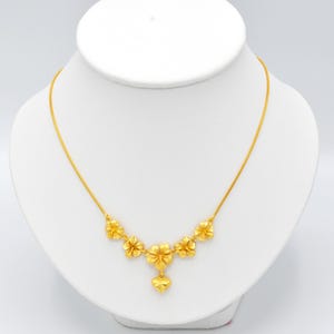Flowers Gold Chain Necklace for Women,Thailand Gold Jewelry,Asia Vintage Gold,Baht Chain 24K Yellow Gold Plated Necklace,Gold Jewelry Women