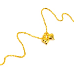 Heart Charm Anklet,22K 24K Gold Bell Anklet,Anklet for Women,Anklet for Girl,Handmade Jewelry,Thai Gold Jewelry,Birthday Gift