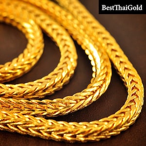 Gift for Dad,Snake Chain,Mens Necklace,Mens Jewelry,Thai Gold Jewelry,Baht Chain 22K 24K Yellow Gold Plated Necklace,Amulet Necklace