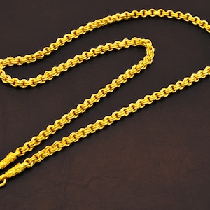 ROLO Chain Necklace,Thailand Wedding Jewelry,Baht Chain 22K 23K 24K Yellow Gold Necklace,Amulet Buddha Necklace,Mens Jewelry,Birthday gift