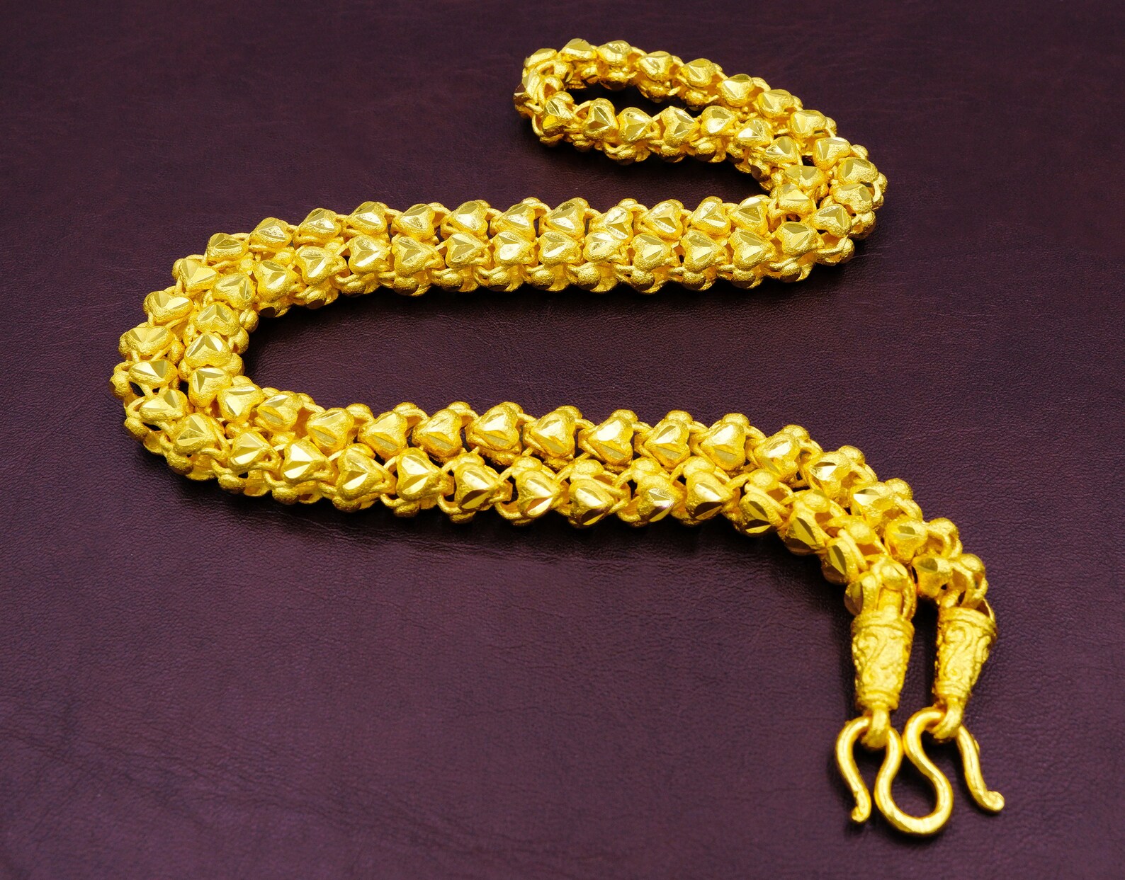 Heart Link Chain Necklaceasian Vintage Gold Handmade Etsy