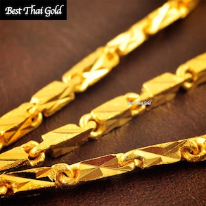 4 mm Thai Gold Halskette, Herren Schmuck, Herren Halskette, Baht Kette 22K 24K Gelb Gold überzogene Halskette, Asia Vintage Gold, Amulett Halskette, Geburtstag