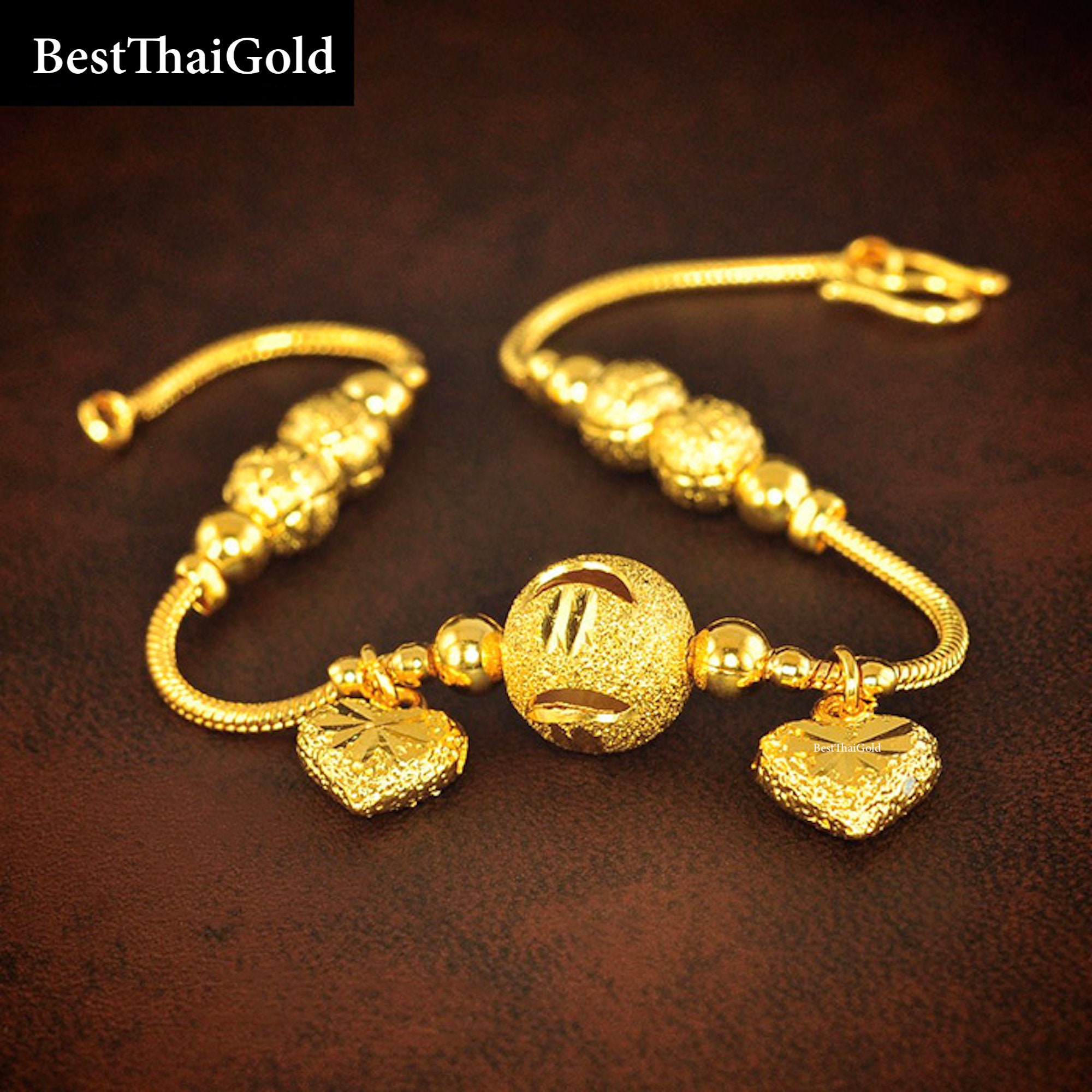 Gold Heart Charm Braceletbeaded Gold Bracelets for - Etsy