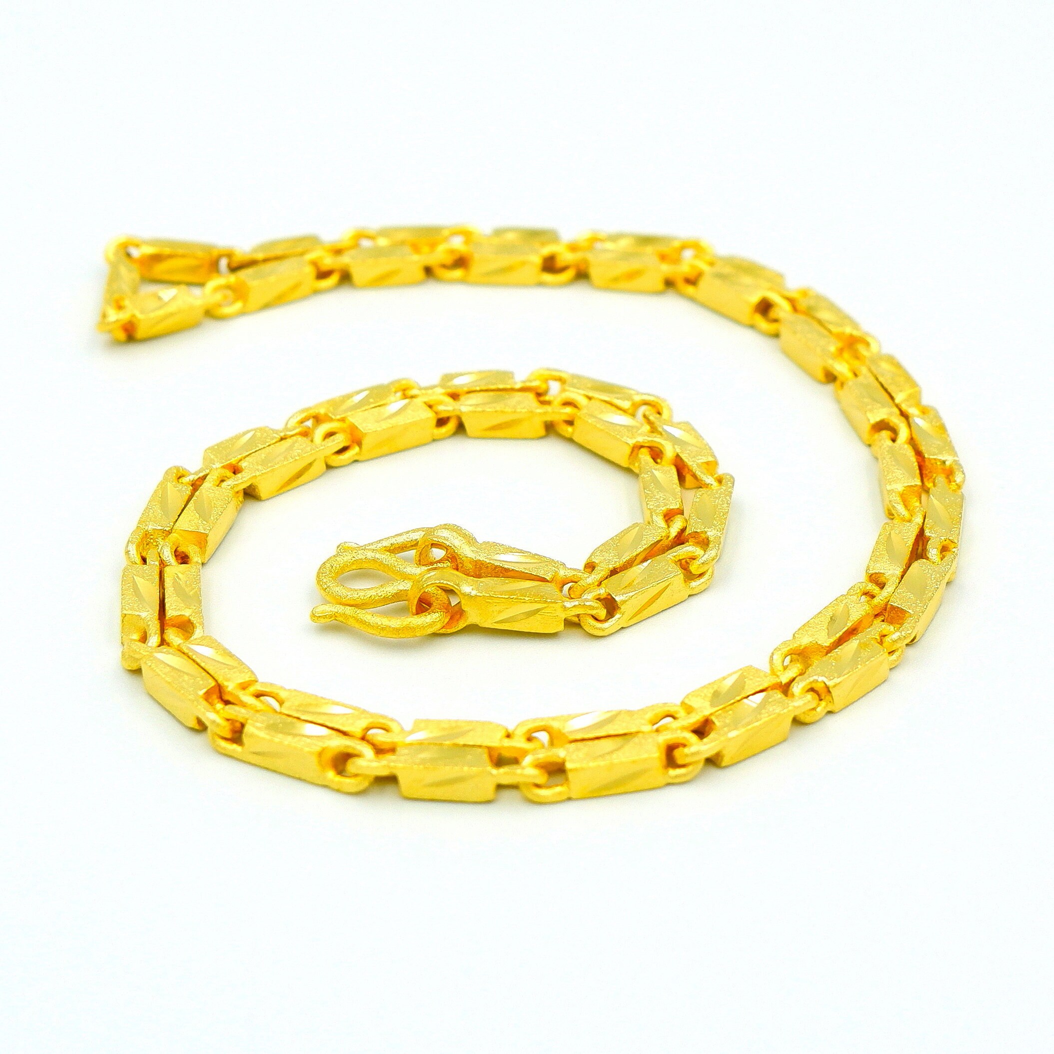 Bar Link Chain NecklaceMan Gold ChainYellow Gold PlatedThai Etsy