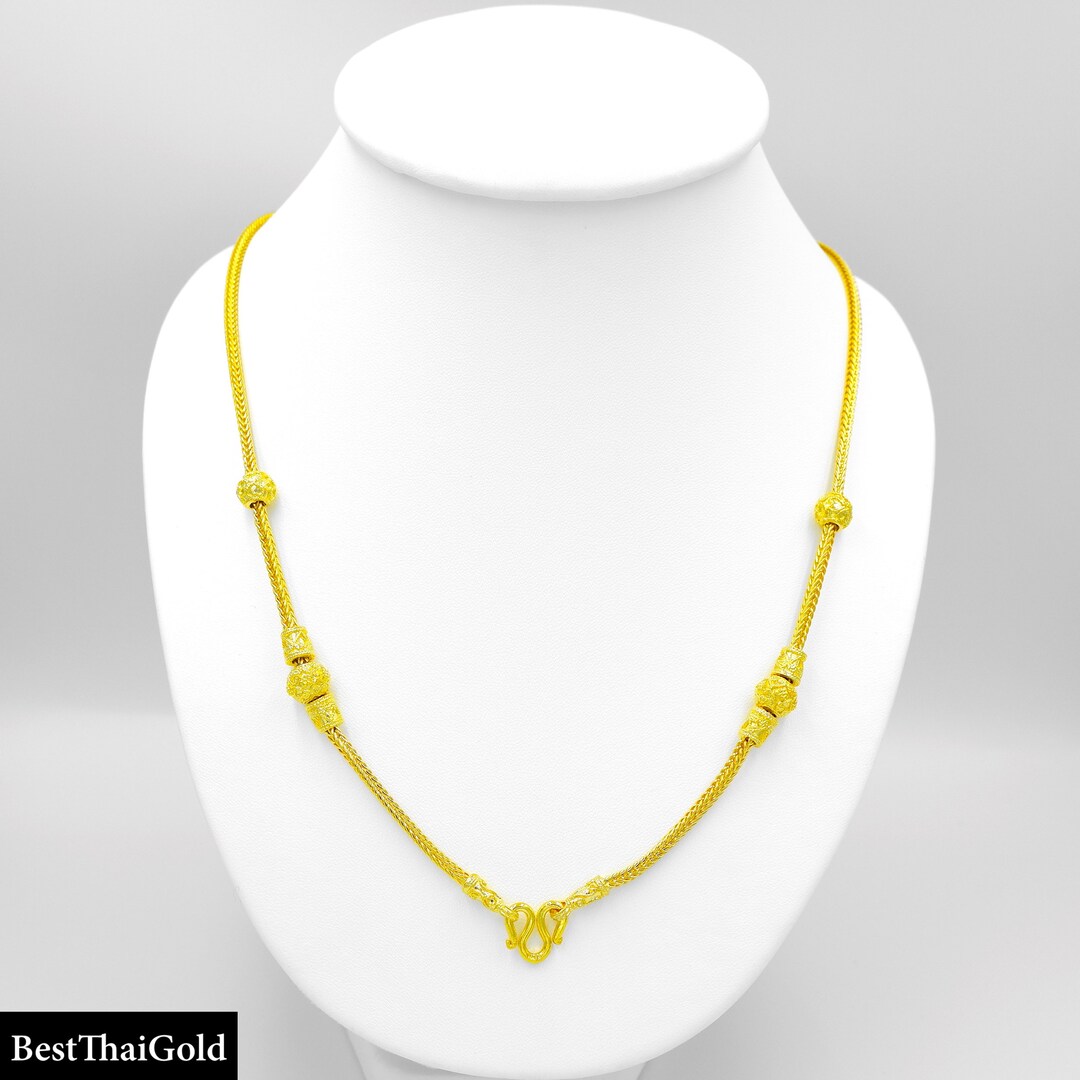 24K Gold Plated Thai Baht Chain Necklace for Women , Vintage Style - Etsy