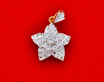 CZ Star Pendant Necklace: 24K Gold Plated Thai Jewelry- DDP (Delivered Duty Paid)