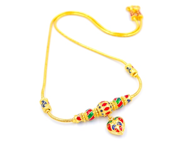Y Necklace 22k 23K 24K Yellow Gold Necklace thailand Jewelry baht