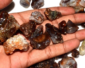 Natural Mexican Fire Agate Rough, Polished Loose Gemstone, Jewelry Making