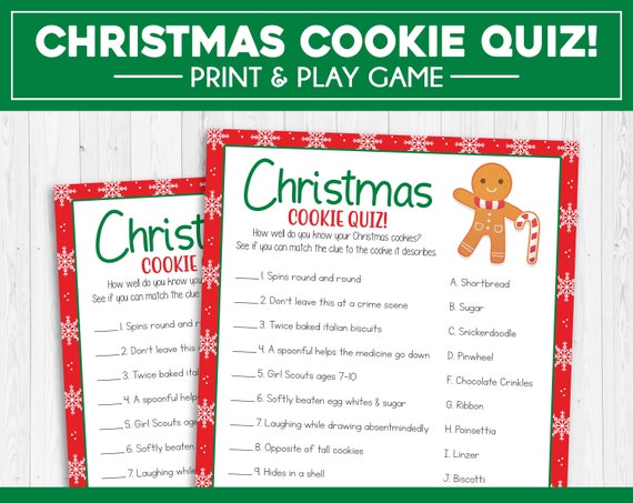 Christmas Cookie Quiz Christmas Games Christmas Party | Etsy