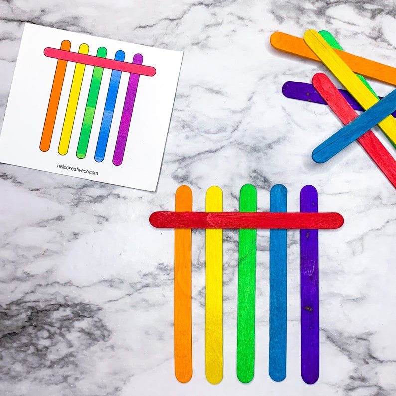 Popsicle Stick Matching Game Printable Busy Bag Preschool Etsy