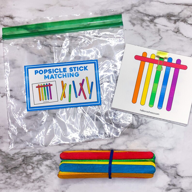 Popsicle Stick Matching Game Afdrukbare drukke tas Etsy