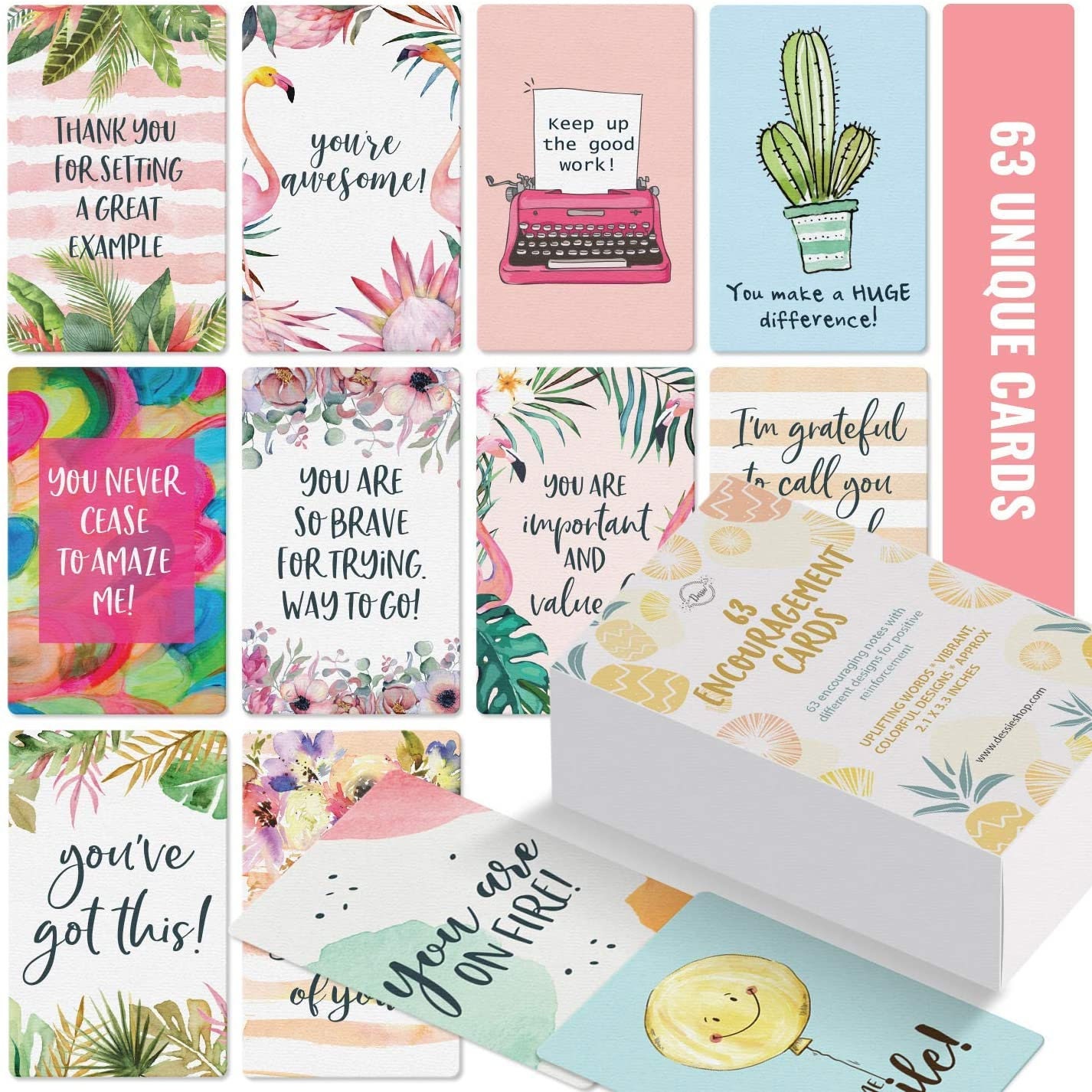 Dessie 63 Unique Motivational Cards with Inspirational Quotes-Business Card Sized