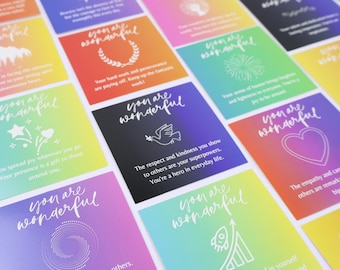 Dessie You Are Wonderful Cards 60 Unique Mini Encouragement Cards w/ Inspirational Messages, Motivational Appreciation Gifts for Employee