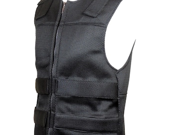 Black Mesh Textile Motorcycle Vest - Mens and Womens Style