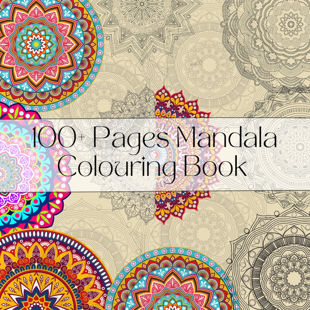100 Pages Adult Coloring Book PDF Adult Mandala Coloring Book Printable ...