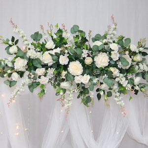 Ivory White and Greenery Wedding Archway Flower, Central Garland for Arbor Gazebo, Wedding Backdrop, Arbour Gazebo Decor