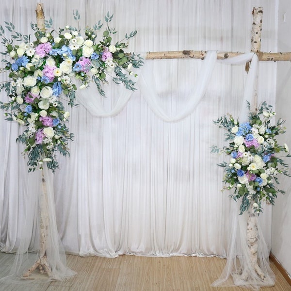 Blue and Purple Wedding Archway Flower, Wedding Corner Swag, Wedding Backdrop, Silk Arch Flowers, Rose Flower Garland