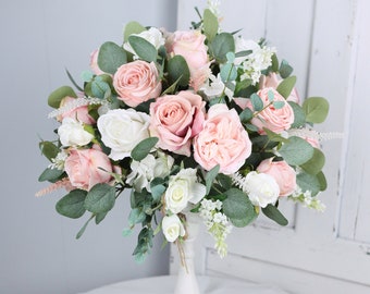 Dusty Pink and Blush Wedding Table Arrangement, Guest Table Flower Ball, Wedding Floral Centerpiece, Made with Rose, Peony and Hydrangea