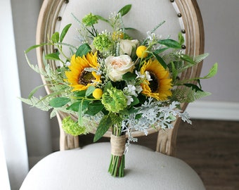 Sunflower Bridal Bouquet, Classic Wedding Bouquet, Rustic Boho Flower Bouquet, Wildflower Wedding Bouquet