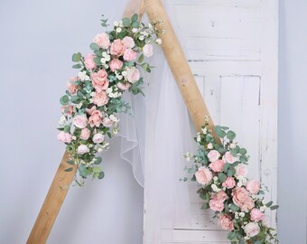 Pink Wedding Archway Flowers, Corner Swag Backdrop