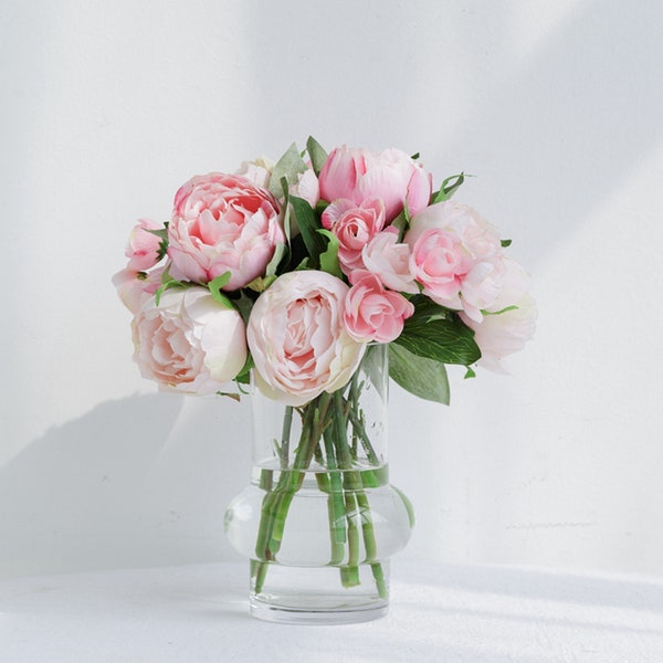 Artificial Blush Pivoine Bunch, Haute Qualité De soie artificielle Pivoine, BOUQUET DE MARIAGE DIY, Pièce maîtresse de table, Pot Filler