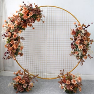 Brown,Peach,Terracotta,Dusty,Rust Orange Autumn Fall Wedding Flower Garland for Round Arch, Wedding Swag for Circular Arch, Wedding Backdrop