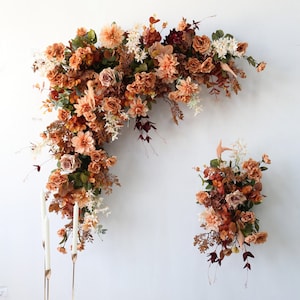 Brown,Peach,Terracotta,Dusty,Rust Orange Autumn Fall Wedding Flower Garland for Rectangle Arch, Wedding Flowers for Swag, Wedding Backdrop