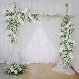 Ivory White Wedding Archway Flower, Orchids Floral Arrangements, Large Wedding Corner Swag, Wedding Backdrop, Silk Arch Flowers
